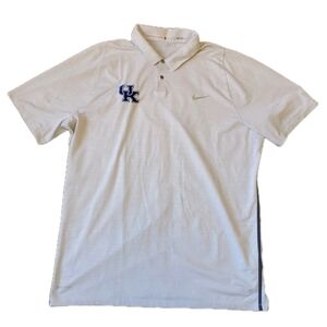Nike Kentucky Wildcats Dri-Fit Mens XL White Polo Golf Shirt Short Sleeve TW